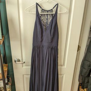 Lulu's Navy Blue Lace-Back Maxi dress